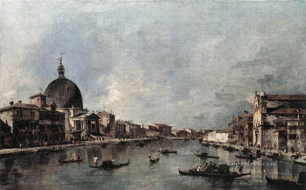 サン・シメオネ・ピッコロとサンタ・ルチア・フランチェスコ・グアルディ・ベネチアンがいる大運河油絵